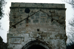 Annesley_-_Church_old_top_of_tower_from_east_side_showing_where_nave_roof_was_colour_1985