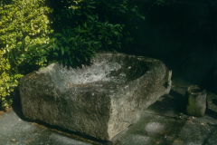 Beauvale_Priory_-_holy-water_stoup_on_the_piscina_1996._Colour