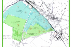 Broxtowe_-_Broxtowe_Hall_-_Plan_of_the_land_farmed_in_Cinderhill_area_green_1929._Blue_is_Edge_land