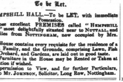 Hempshill_Hall_to_be_let_Houghton_family_1851_30th_January